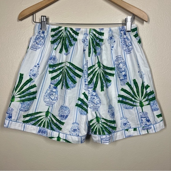 8 Oak Lane Womens Ginger Jar Palm Printed Cotton Pajama Shorts Drawstring Waist - Picture 5 of 6